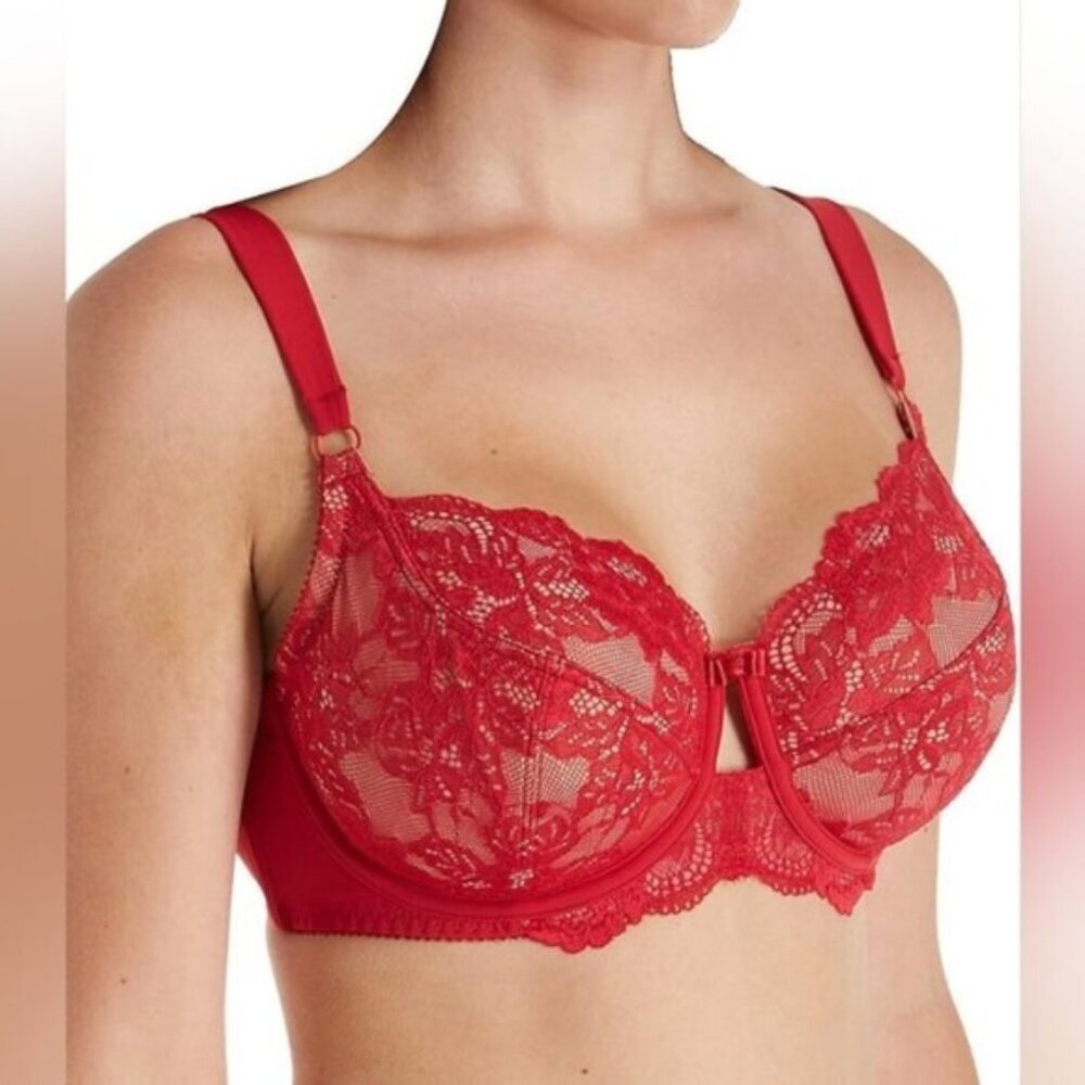 Parfait P5392 Women's Marion Tango Red Lace Non-Padded Wired Full Cup Bra 32H